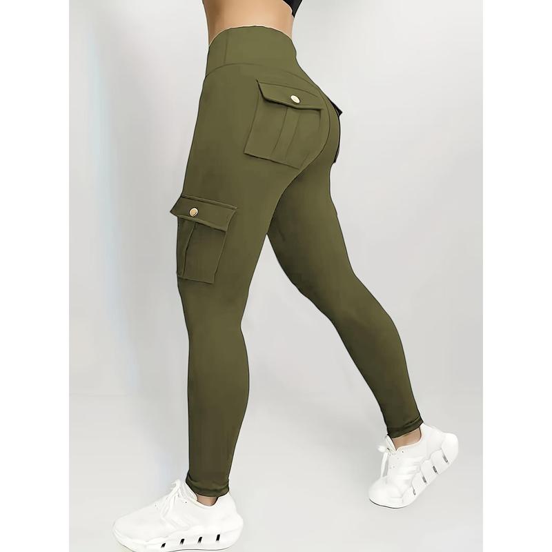 Womens Butt Lifting Leggings with Flap Pockets High Waist Tummy Control Workout Cargo Leggings Yoga Pants 3