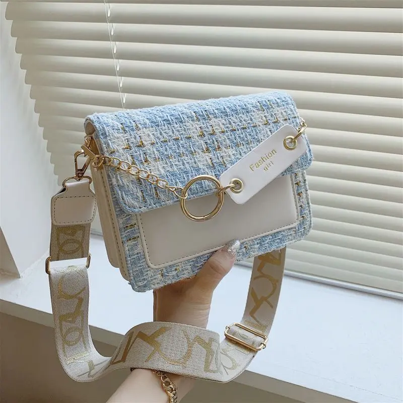 Túi xách nữ hàn quốc vải dạ phối da mã 444 Bag Đeo Vai 1