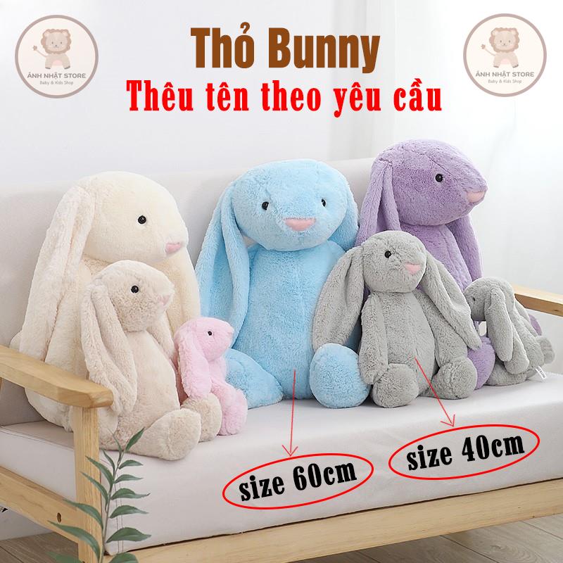(Thỏ bông THÊU TÊN tặng kèm Yếm) Thỏ Bông lông mềm thêu tên cho bé theo yêu cầu - Gấu bông thêu tên, gối ôm trẻ em dễ thương- Hàng có sẵn