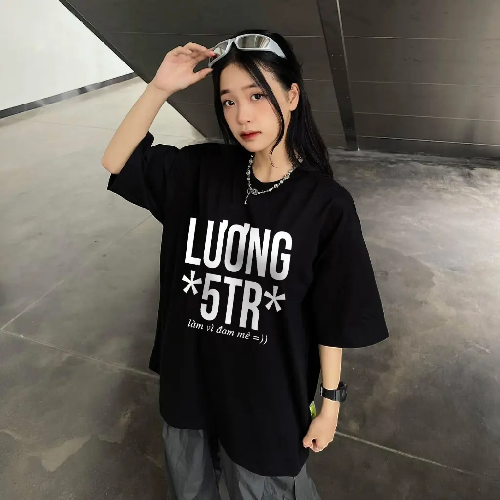 Áo Thun Unisex Nam Nữ in chữ Lương 5 Triệu Đi Làm Vì Đam Mê  chất vải 100% cotton thun co giản 4 chiều thoáng mát