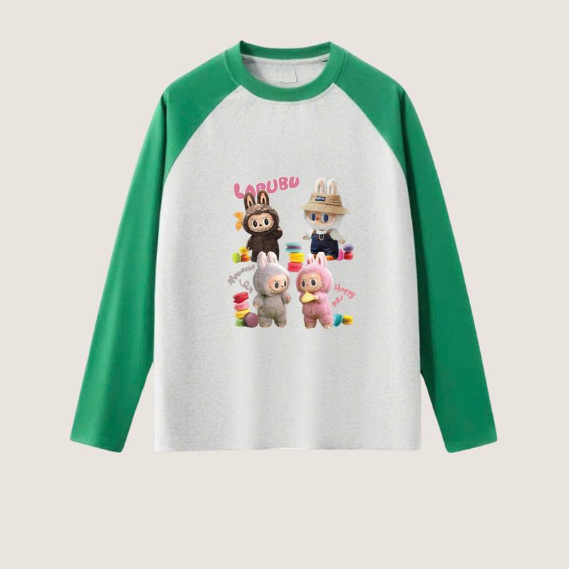 Áo Thun Cho Bé, Tay Dài Thu Đông, Áo Phông Bé Gái 10-40kg Họa Tiết labubu Xinh chất cotton , mềm, co giãn tốt (Hàng Y hình) 5