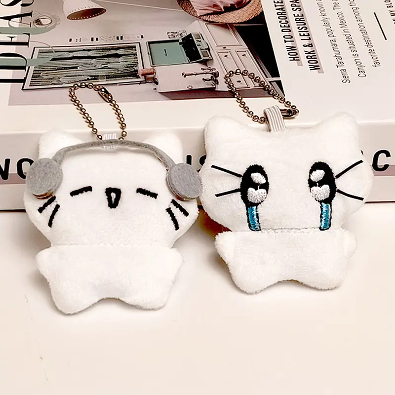 Kitten Couple Keychain Mini Crying Cat Doll Filling Keychain Phim hoạt hình Bee Dog Bag Pendant Ba lô trang trí