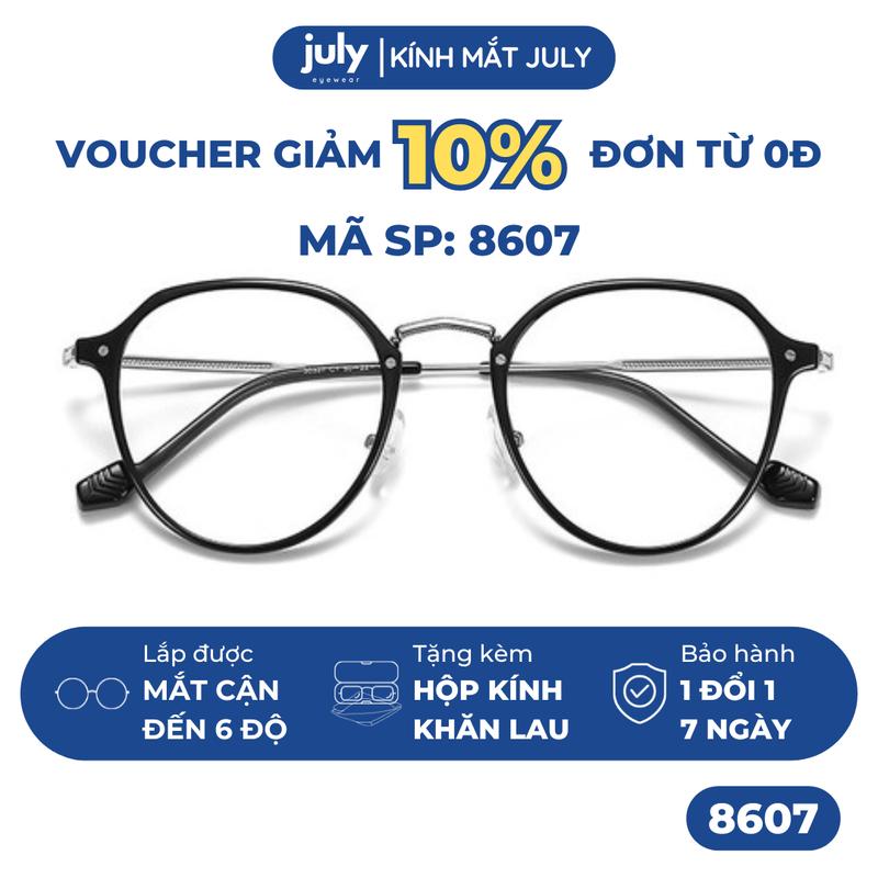 Gọng kính cận nữ mắt tròn kim loại phối nhựa phong cách trẻ trung dễ đeo hợp nhiều dáng mặt 8607 Kính Mắt Tròng Kính oval Tết kính  tròn bầu dục Titan