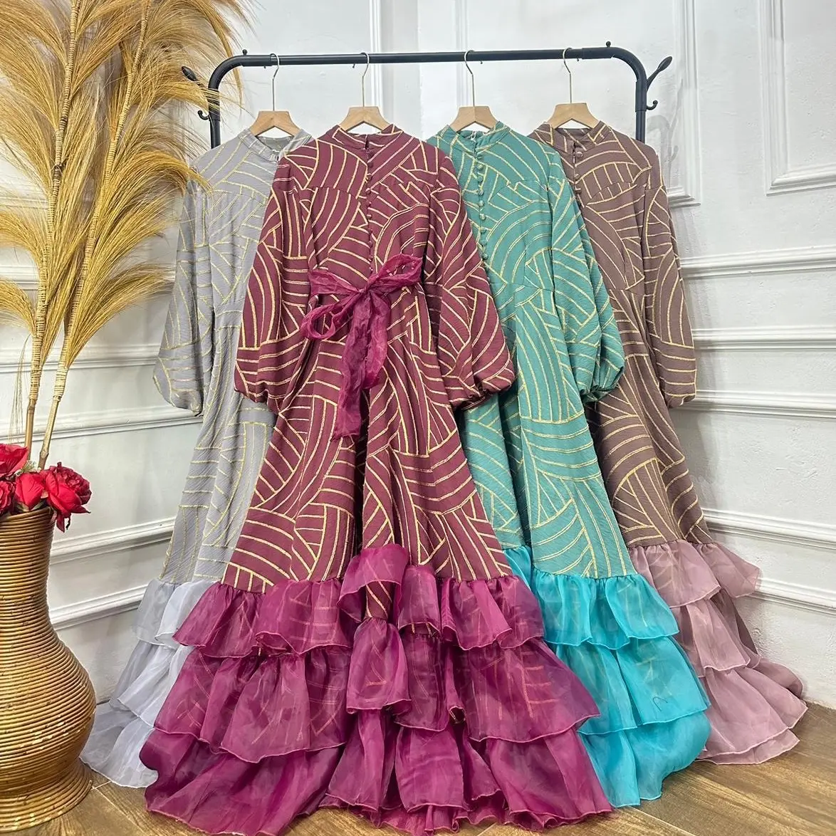 Orenji Maura Dress Organza Crinkle Bordir