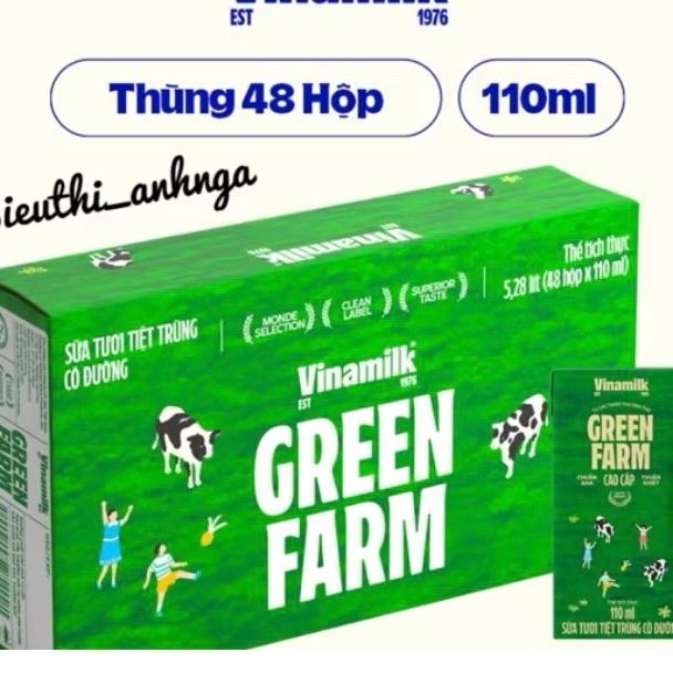 Thùng 48H Sữa Tươi Tiệt Trùng 110ml Vinamilk Green Farm Rất Ít Đường 3