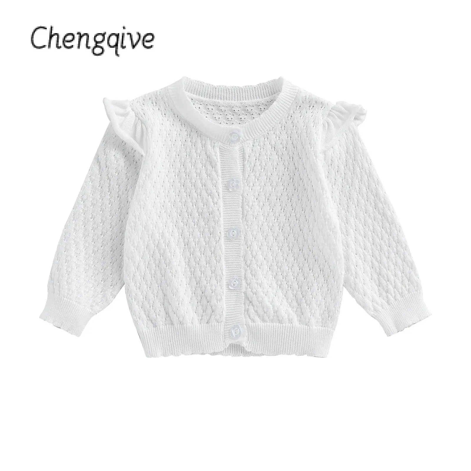 Baby Girls Knit Sweater, Long Sleeve Button-down Toddler Cardigan