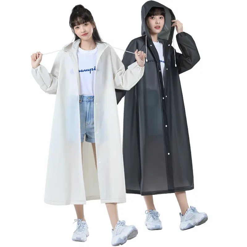 Adult raincoat with cap poncho reusable waterproof raincoat for men and women outdoor tourism transparent long raincoat