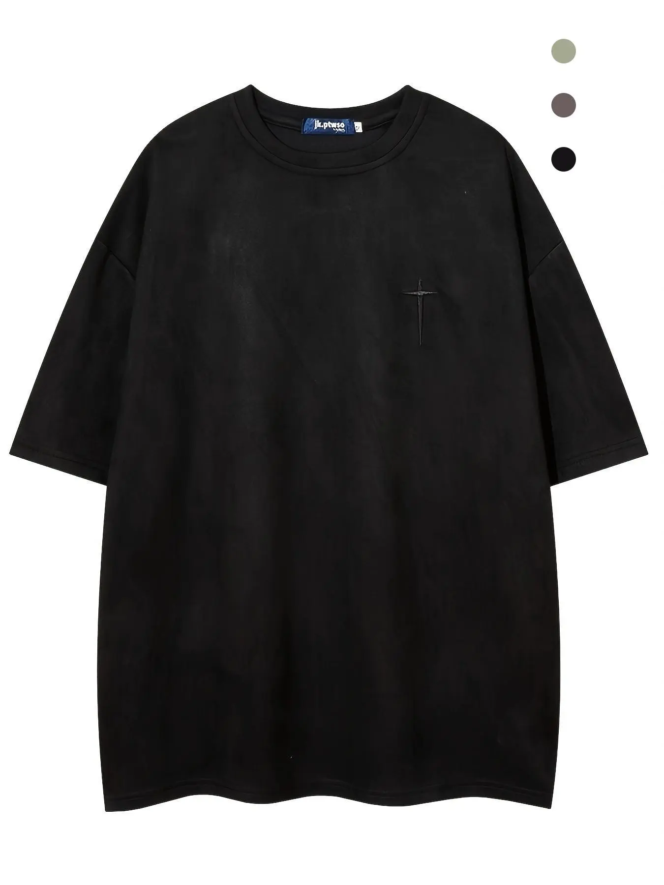 Unisex Regular Fit Letter & Cross Print Drop Shoulder Tee, Men's Casual Soft Comfy Round Neck Half Sleeve T-Shirt for Summer, Fashion Men's Top for Daily Wear