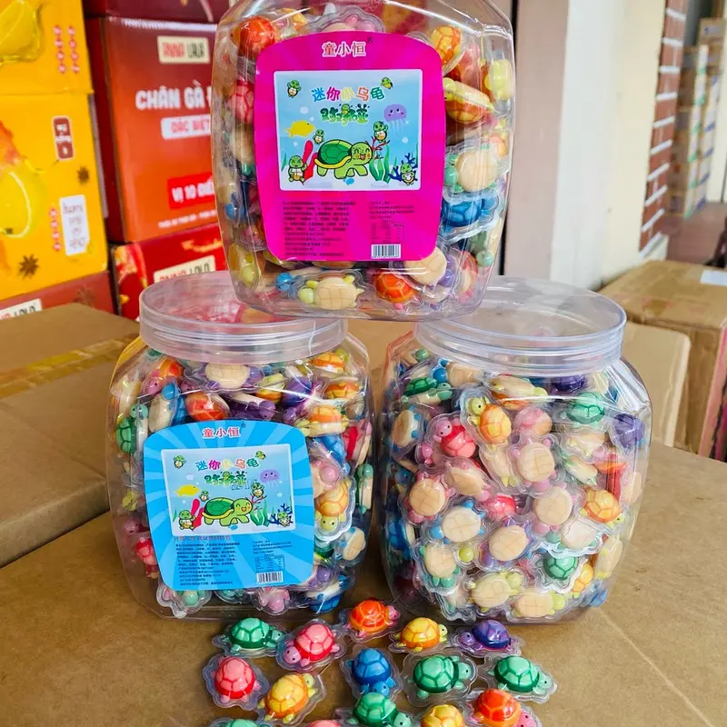 ￼Lọ gần 200 viên kẹo dẻo hình Rùa mini có nhân siro siêu ngon cho bé Chua Snack 0