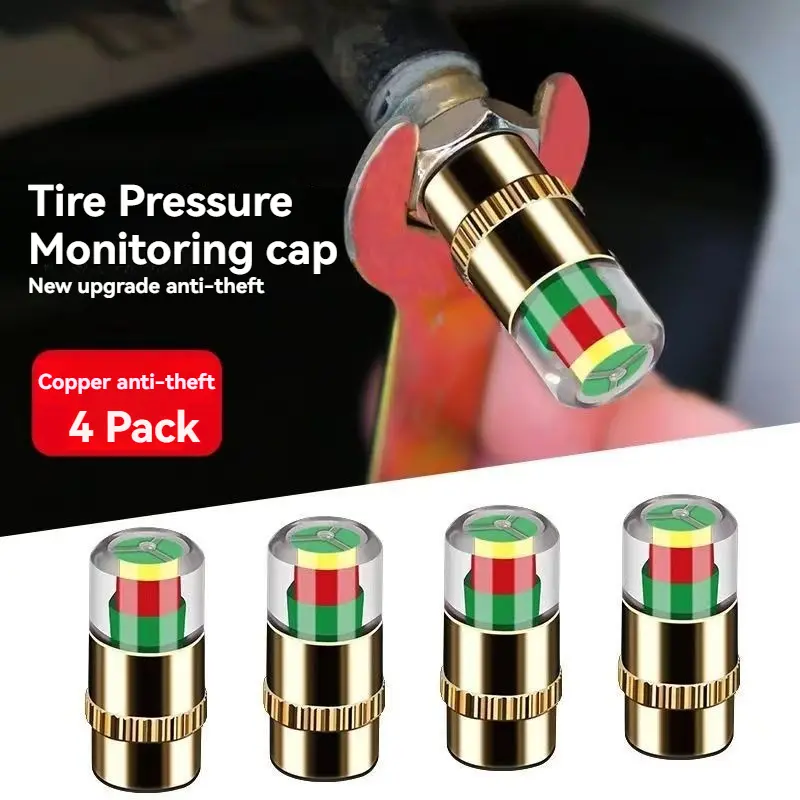 Car Tire Valve Cap Tire Pressure Monitoring Valve Core Car Electric Vehicle Motorcycle Valve Cover Aluminum Alloy Valve Core Cover Tire Pressure Universal