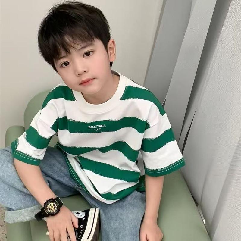 Áo Thun Cotton Nguyên Chất ngắn Tay Cho Trẻ Em, Cho Bé Trai Và Bé Gái, Tay Lửng Mùa Hè, Dáng Rộng Vừa Vặn, Áo Thun Sành Điệu, Cổ Tròn, Thích Hợp Cho Trẻ Lớn, Hàng Mới Về, Năm 2025 0