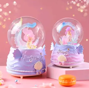 . KOTAK MUSIK MARMAID IN LOVE / SNOWBALL MARMAID / BOLA KACA MARMAUD LUCU Lampu