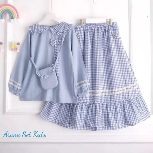 SETELAN BAJU DAN ROK ANAK GRATIS TAS CANTIK 3-12 TAHUN  TERBARU VIRAL Cantik Fashion 1