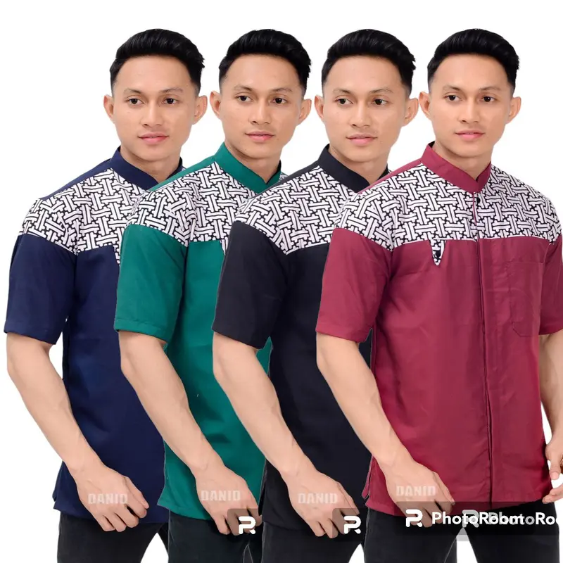100 ribu dpat 4 baju koko kurta falcon lengan pendek Katun Muslim Pria Dewasa 8