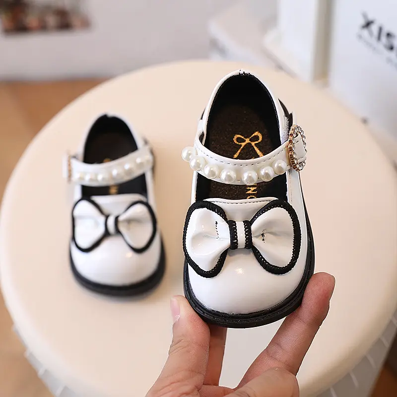 Giày Búp Bê Bé Gái Da Bóng Mềm Đính Nơ style Hàn Quốc sz 17-25 Mã M09 2