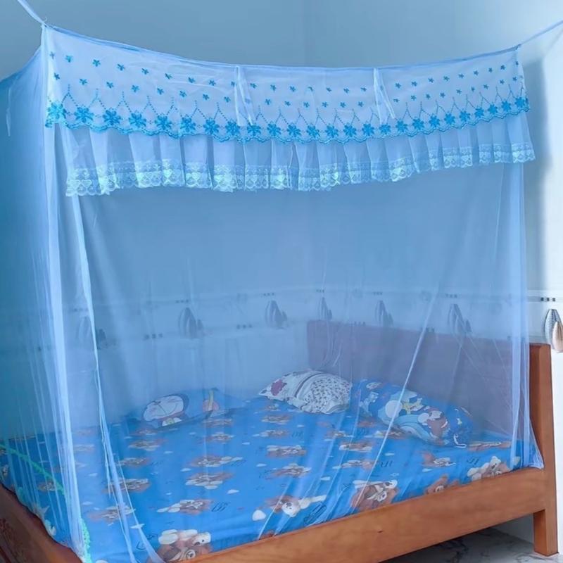   Thêu Hoa Mai Mùng- Màn ngủ chống muỗi. Treo dây 4 góc- vải tuyn thái lạnh 