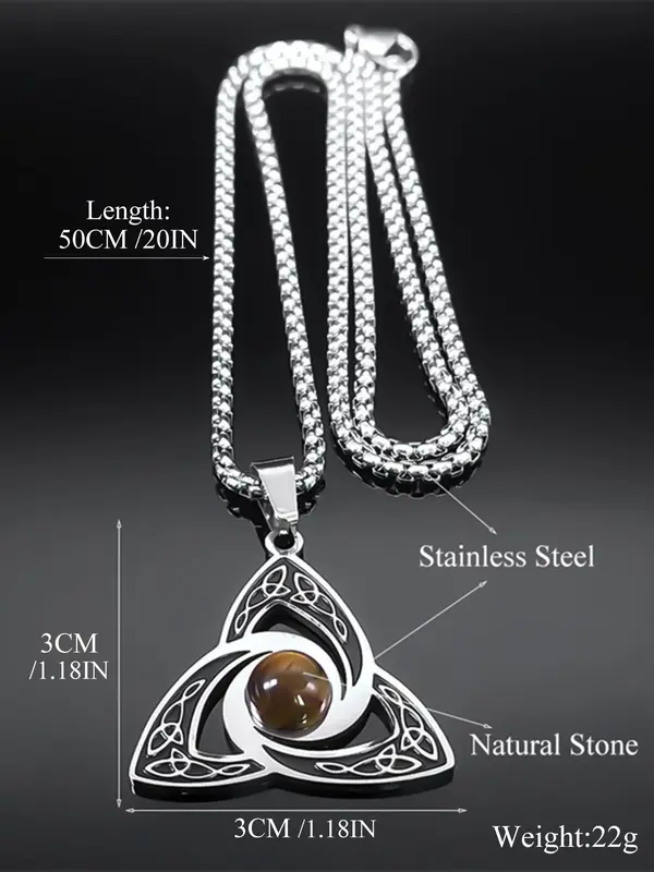 Vintage Trinity Knot Design Pendant Necklace, Fashion Stainless Steel Jewelry for Women and Men, Trendy Versatile Accessories for Parties and Daily Wear, Jewelry Gifts 1