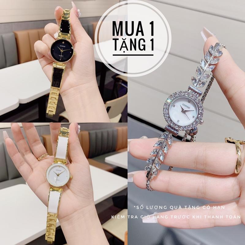 [COMBO MUA 1 TẶNG 1] Mua 1 Đồng Hồ GS Lắc Ceramic TẶNG 1 Đồng Hồ Cỏ Nhánh Lá Lệ Rút Hoa Đeo Tay Sen Watch Voi Đèn