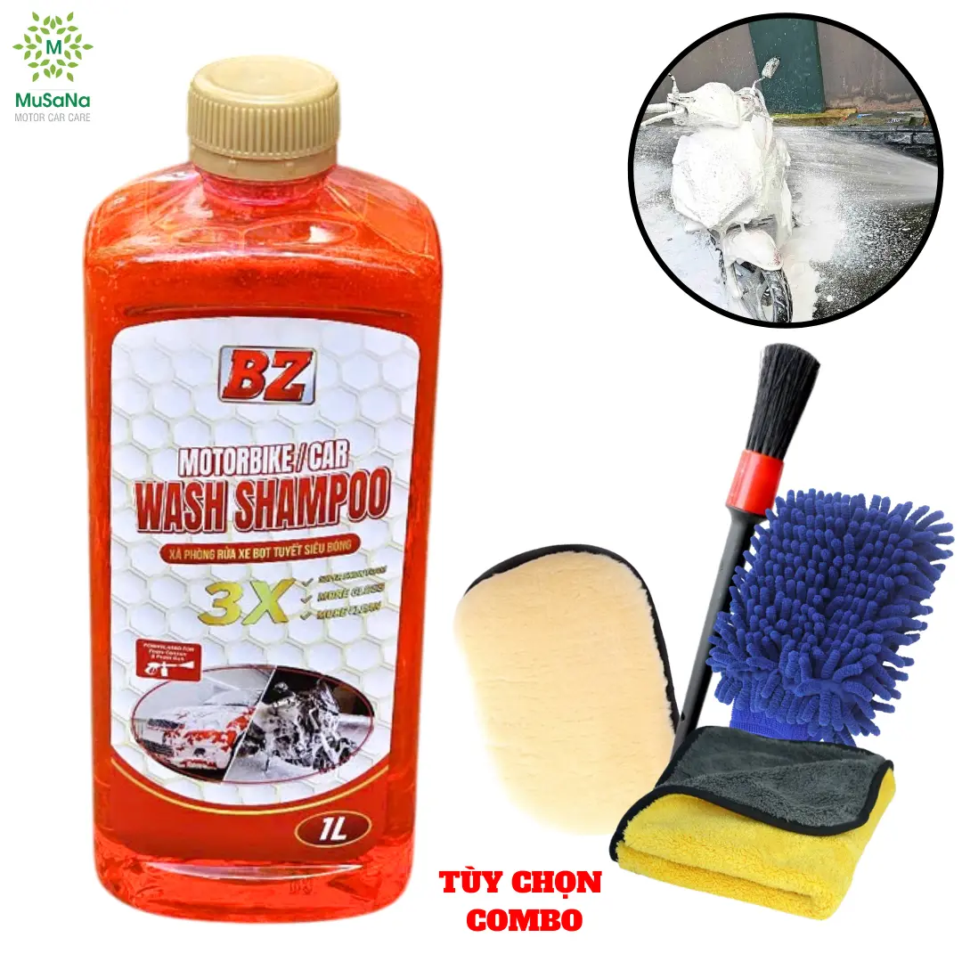 Nước Rửa Xe BZ Gloss Shampoo 1L Kèm Quà ( Tùy Chọn Combo )