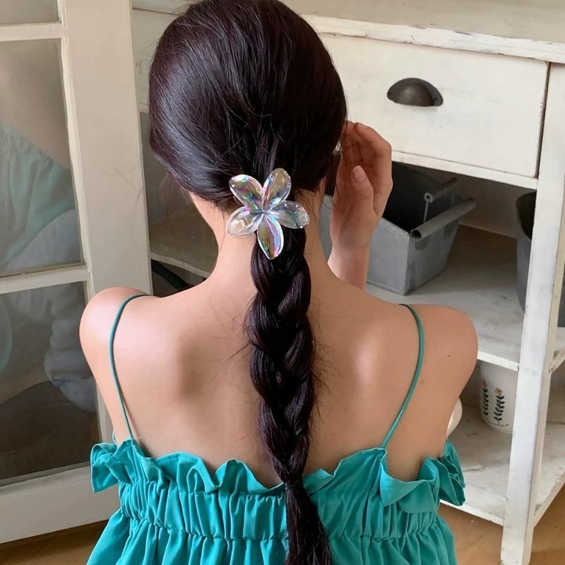 Product Introduction of Transparent Frangipani Hair Clip Girls Sweet Colorful Egg Flower Hair Claws Ponytail Hair Clips Wedding Party Gifts Hair Accessories 19