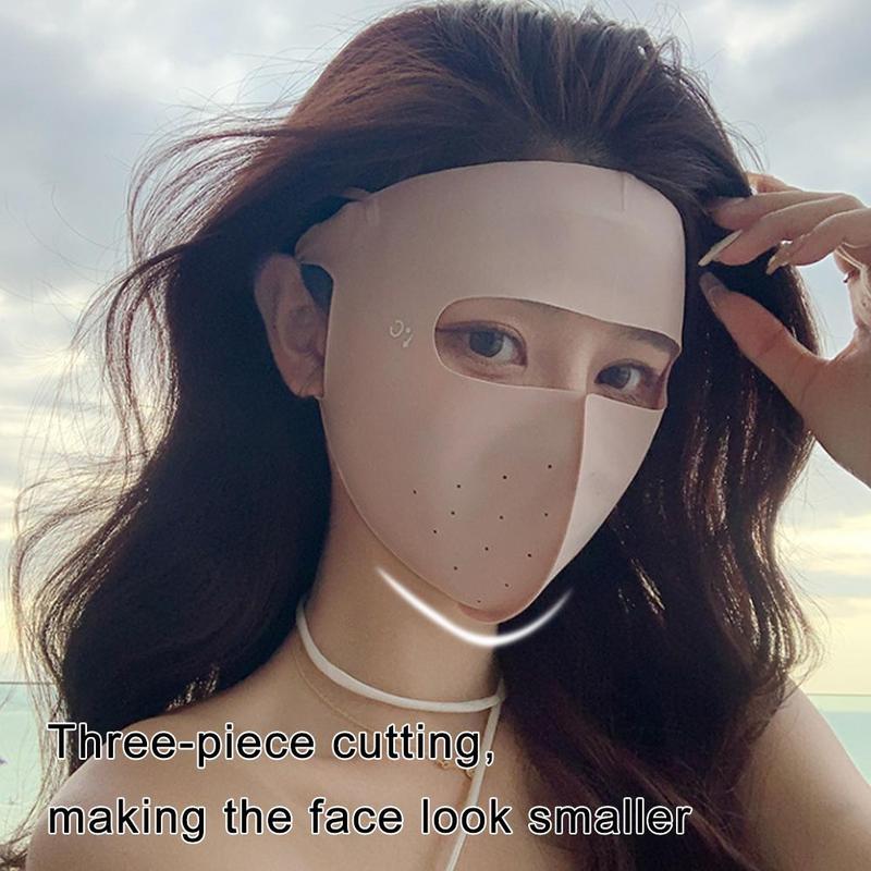 Product Introduction of 1pc Summer Ice Silk Sunscreen Mask Full Face Sun Protection Mask Forehead Facial Gini Thin Section Breathable Anti Ultraviolet Mask 17