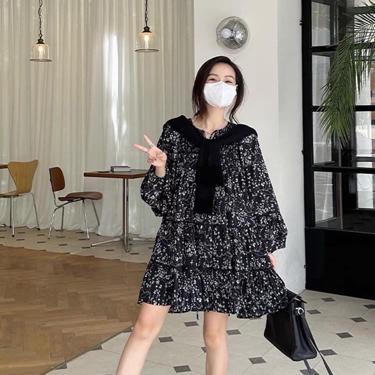 Váy baby doll hoa nhí qccc siêu đẹp ( có khăn và belt)