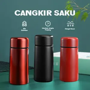 Tumbler Termos Mini Pocket 160ml Stainless Steel 304 Hot Cool Water Coffee Vacuum Tahan Panas Dingin Portable Travel Botol Minum Ringan Praktis