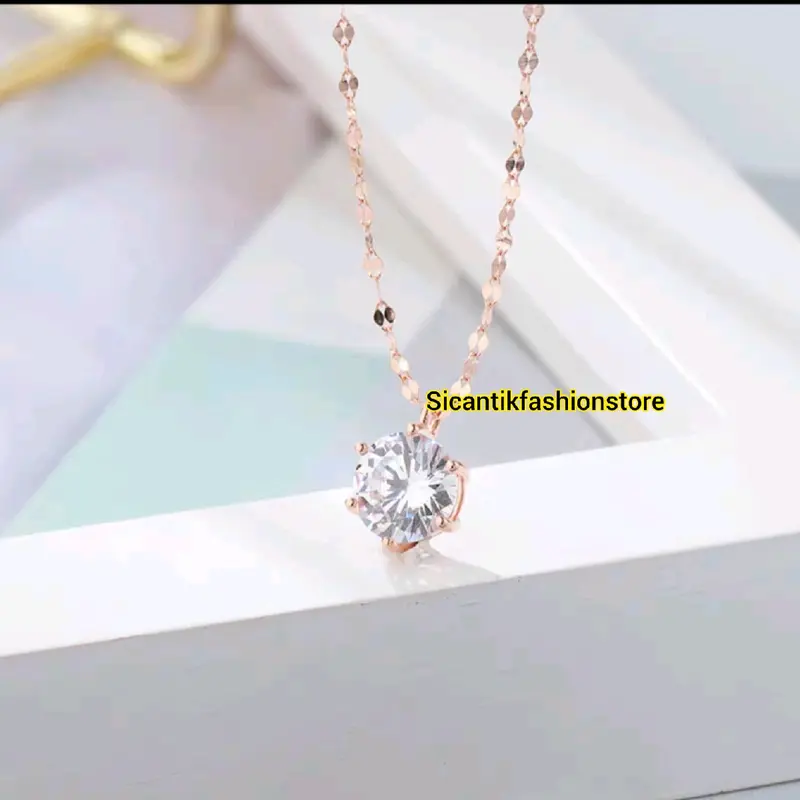 KALUNG TITANIUM WANITA PECAH KOPI LIONTIN MATA SATU ASLI TITANIUM TRENDING ANTI KARAT SELAMANYA KALUNG TITANIUM FASHION STYLE WANITA KOREA Harian Perempuan Ulang tahun Sukses Pria Wanita 3