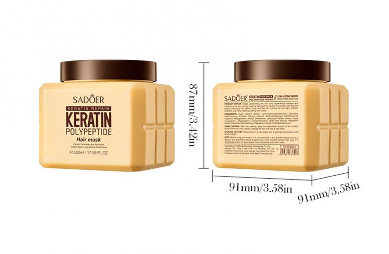 Product Introduction of Smooth Hair Mask Keratin Peptide Repair Volumizing Hair Conditioner SADOER 9