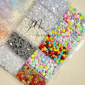 Manik Manik Love Pastel Glossy Transparant Manik Bentuk Hati (15gr)