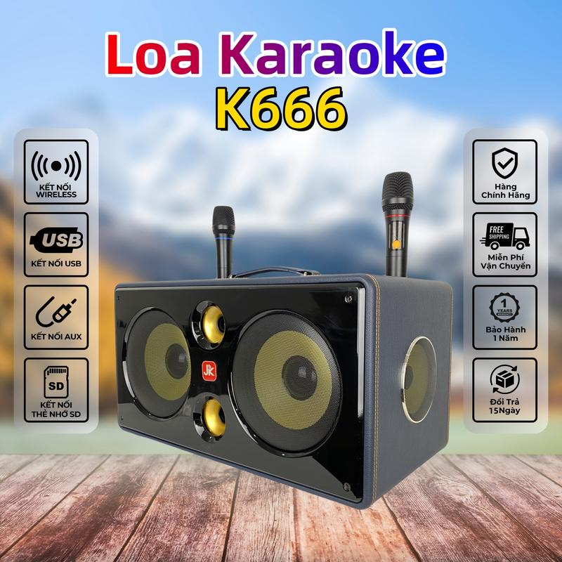Xưởng bán trực tiếp K666 500W Loa Karaoke Di Động Nghe Nhạc Xách Tay Bluetooth 5.5, 3 Đường Tiếng - Bass 20cm x 2 Mid 10cm x 2 Treble x 2, UHF 2 Micro không dây Củ, Loa ngoài trời, Loa gia đình