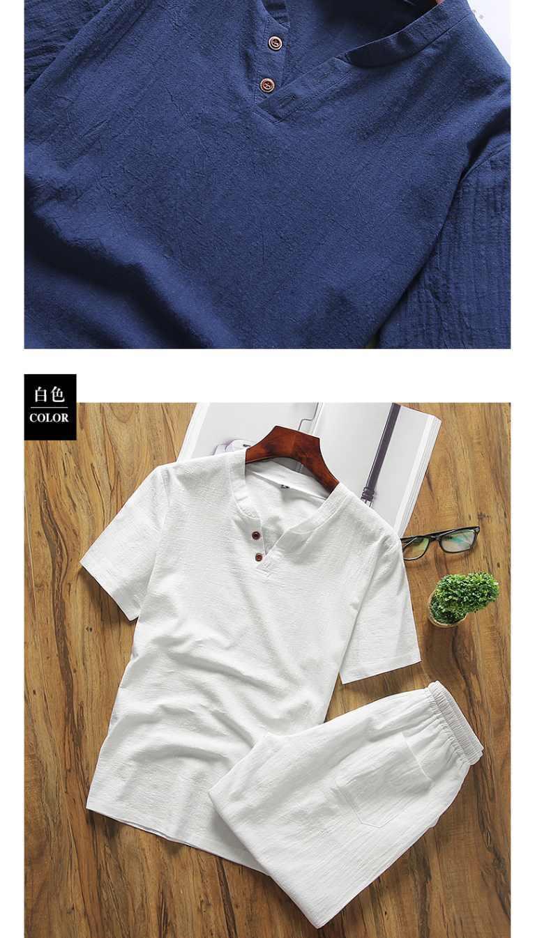Product Introduction of Bộ Đồ Vải Lanh Mùa Hè, Dành Cho Nam Giới, ngắn Tay Áo, Quần Đùi, Phong Cách Trung Quốc, Cỡ Lớn, Áo Phông Cotton Và Vải Lanh Dáng Rộng, Bộ Đồ Hai Mảnh, Thời Trang Nam, T， Menswear 5