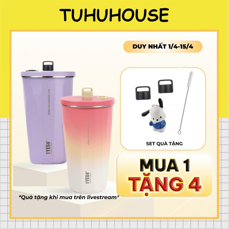 Ly bình giữ nhiệt khắc tên TYESO 600ml, ly cốc giữ nhiệt nóng lạnh inox 304 cao cấp - TUHUHOUSE