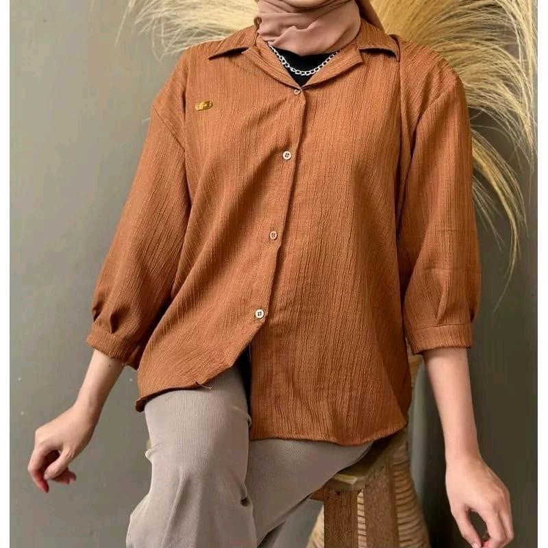 Inara shirt - Kemeja Kancing Korean style Basic Ledy Crush Wanita Oversize 2