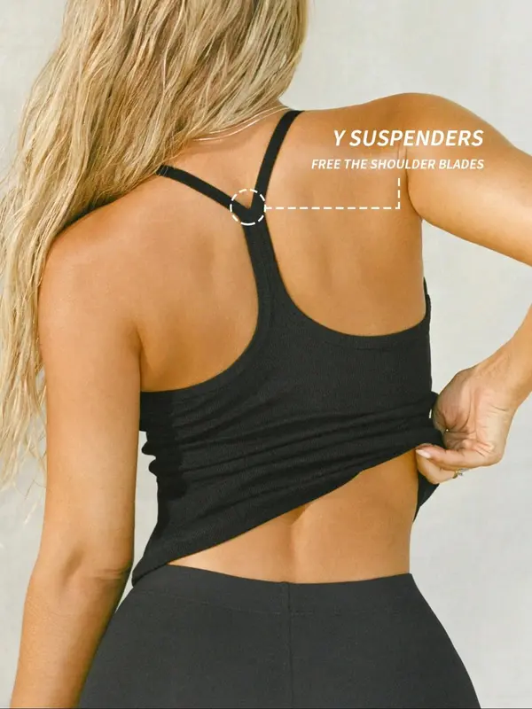 Women's Solid Sports Cami Top, Casual Sporty Sleeveless Top for Yoga Gym Workout, Ladies Sportswear for All Seasons, Womenswear, Tank Tops 1