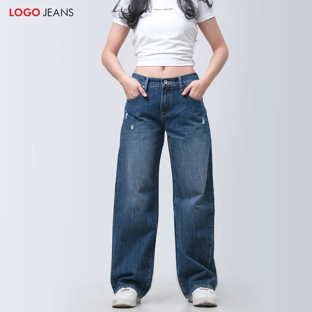 Logo Jeans Jeans Wanita Loose J8 Series Medium Blue 43LJ8L3ML