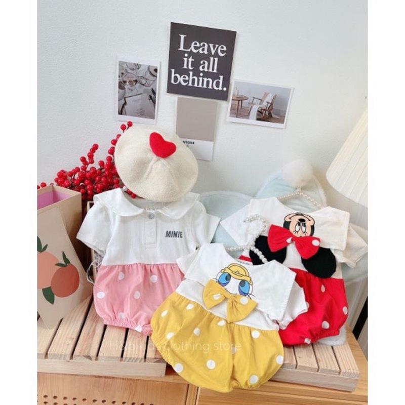 Body Cho Bé , Áo liền thân mickey Cho bé gái 3-11 kg chất liệu cotton mềm mịn thoáng mát Jumpsuit