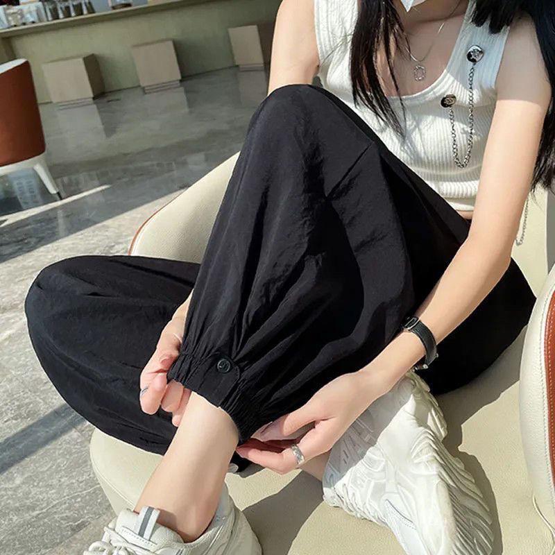 Product Introduction of Quần Harem, Chất Liệu Lụa Lạnh Nhanh Khô, Buộc Mắt Cá Chân, Dành Cho Nữ, Hàng Mới Về Mùa Hè, Mỏng, Cạp Cao, Dễ Phối Đồ, Dáng Rộng, Cỡ Lớn, Quần Thường Ngày Pants Women 12