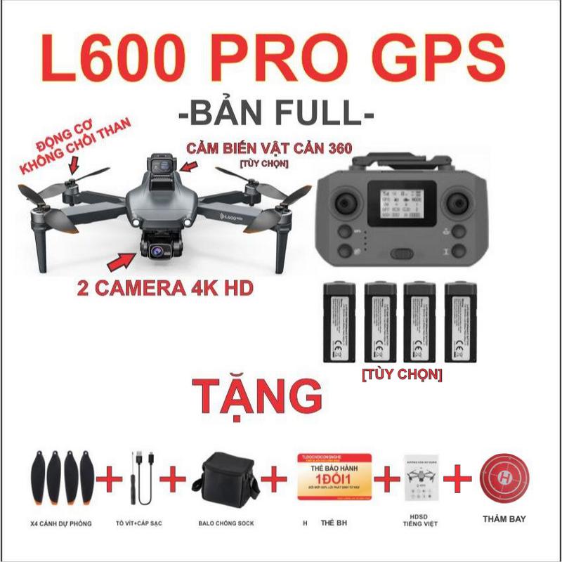 FLYCAM L600 PRO/L600 PRO-1 TRANG BI GPS +ĐỘNG CƠ KHÔNG CHỔI THAN +2 CAMERA+CẢM BIẾN VẬT CẢN 4 CHIỀU _new 2024