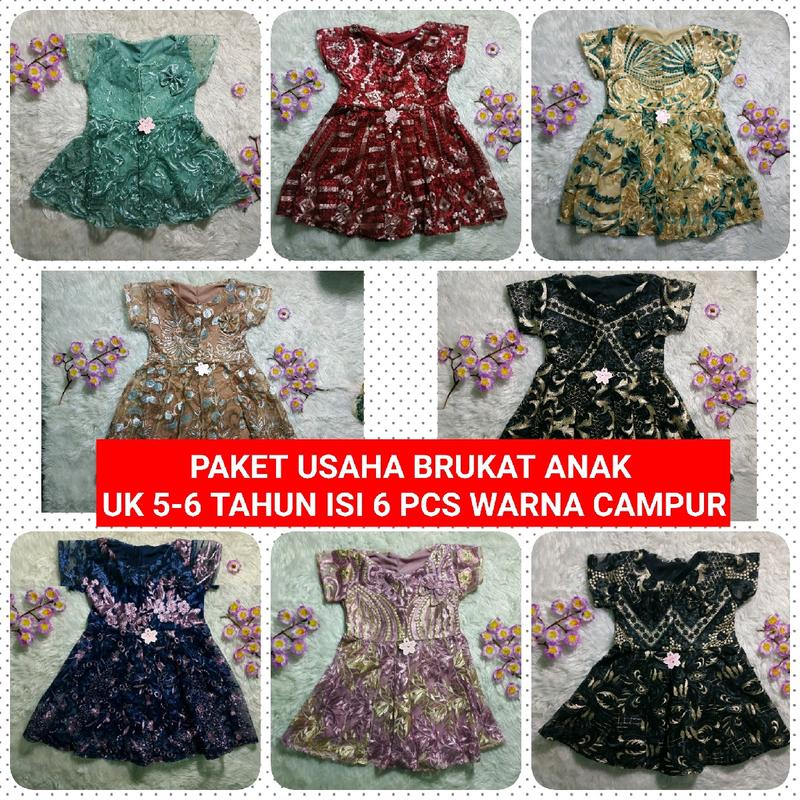 PAKET USAHA/Hemat  DRESS BRUKAT (ISI 6 PCS SIZE 5-6 TAHUN) 0