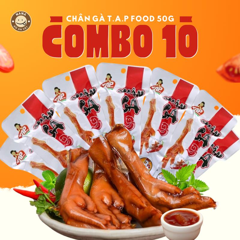   COMBO 10  Chân Gà T.A.P Food 50g Loại To Giòn Dai Thơm Ngon Đảm Bảo An Toàn Vệ Sinh Hương Vị Đậm Đà T.A.P Food Ăn Vặt Nana 