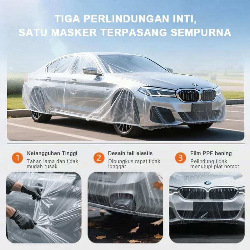 Cover Mobil Transparan Plastik Tebal Sarung Mobil Bening Anti Air Debu Selimut Mantel Pelindung Cat Cuaca Sekali Pakai Sedan SUV MPV Size L XXL