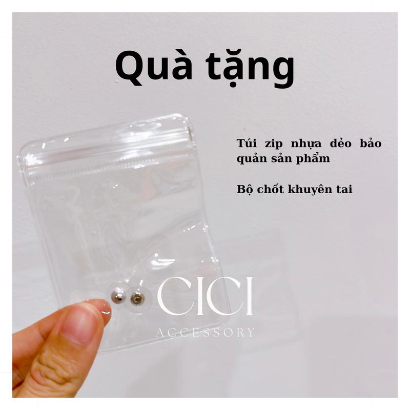 S357 Khuyên tai Đá CiCi mặt Vuông 10mm sáng đẹp, bền màu, an toàn cho Da, chất liệu Cao cấp, Women 4