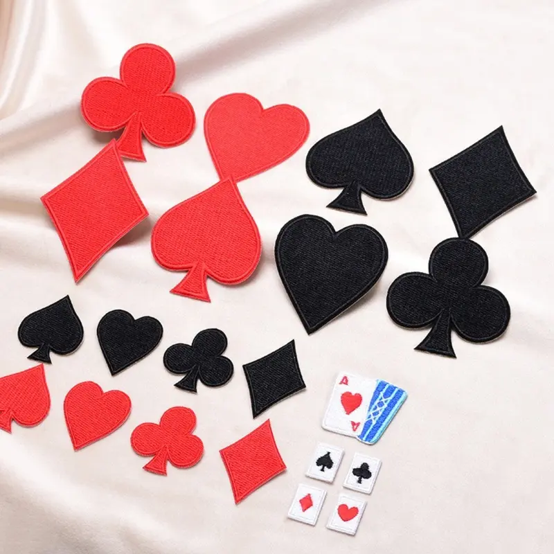 Miếng Dán Thêu Thẻ Poker, Bộ 8 Chiếc, Hình Đuôi Dấu Bài, Miếng Dán Quần Áo Poker, Miếng Dán Sắt Tự Làm, Miếng Dán Trái Tim Màu Đỏ, Miếng Dán Nhiệt Nhiệt Thủ Công, Thích Hợp Cho Phục Hồi Quần Áo 0