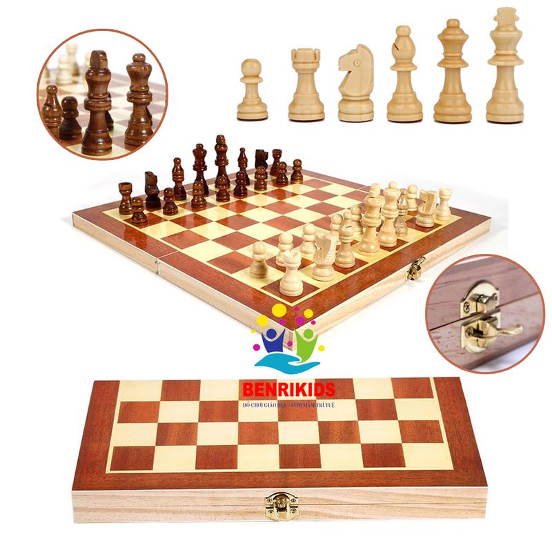 Đồ Chơi Bàn Cờ Vua Bằng Gỗ Tự Nhiên Sang Trọng Gọn Nhẹ 0