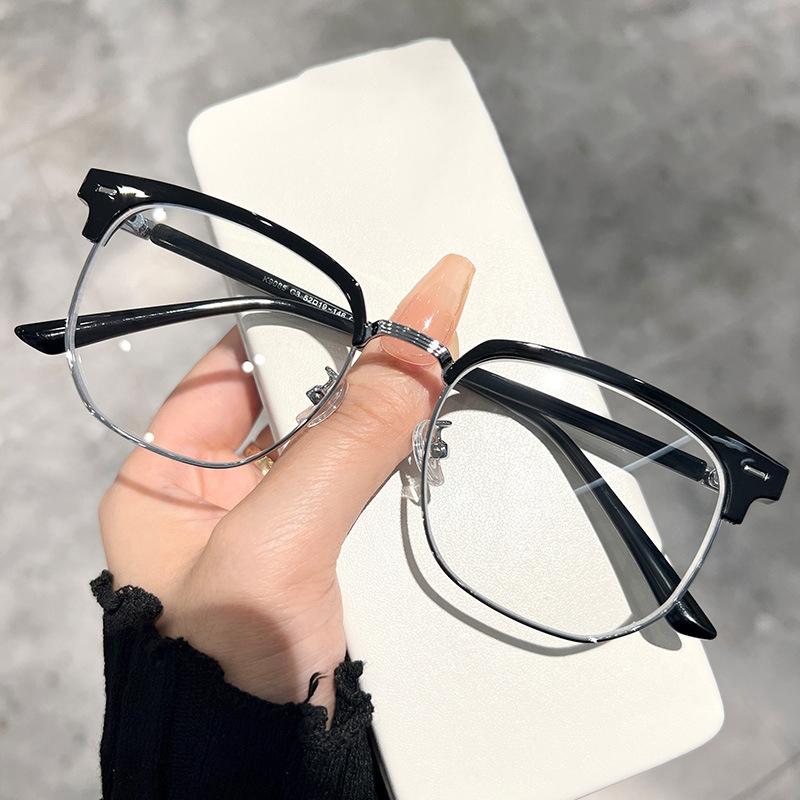 Mắt kính cận thị kính cận có độ sẵn 0.5 - 6.0 độ kính cận nam nữ Thấu kính có thể cắt được Gọng kính phẳng chống ánh sáng xanh phong cách hàn quốc dành cho học sinh Kính chống bức xạ máy tính, chống ánh sáng xanh trên màn hình điện tử, unisex 5