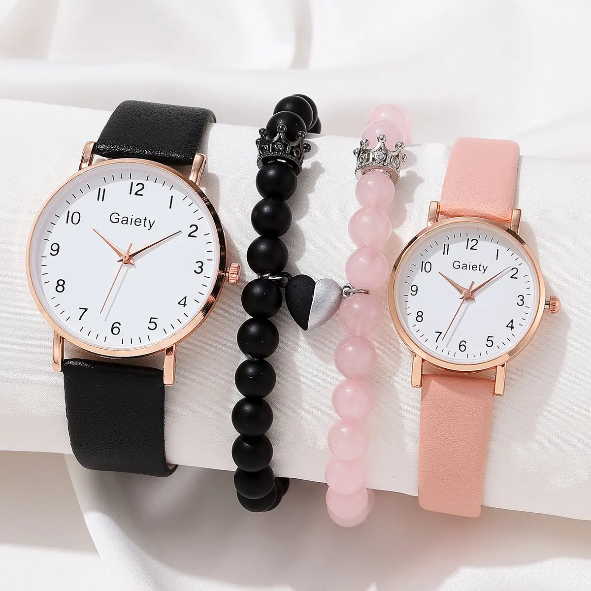 Bộ Đồng Hồ Sang Trọng Cho Nam Và Nữ, 4 Chiếc, Thương Hiệu Hàng Đầu, Đồng Hồ Cặp Đôi, Đồng Hồ Đeo Tay Thạch Anh, Mặt Số Tình Yêu, Đồng Hồ Đeo Tay Bằng Da Cho Nam Và Nữ