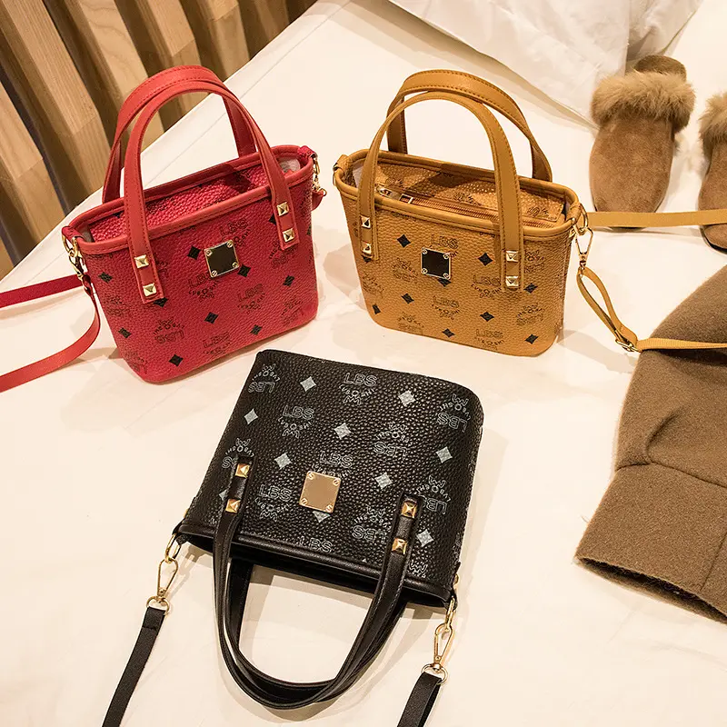 Bucket bag women's fashion printed handbag retro casual shoulder messenger bag bag
