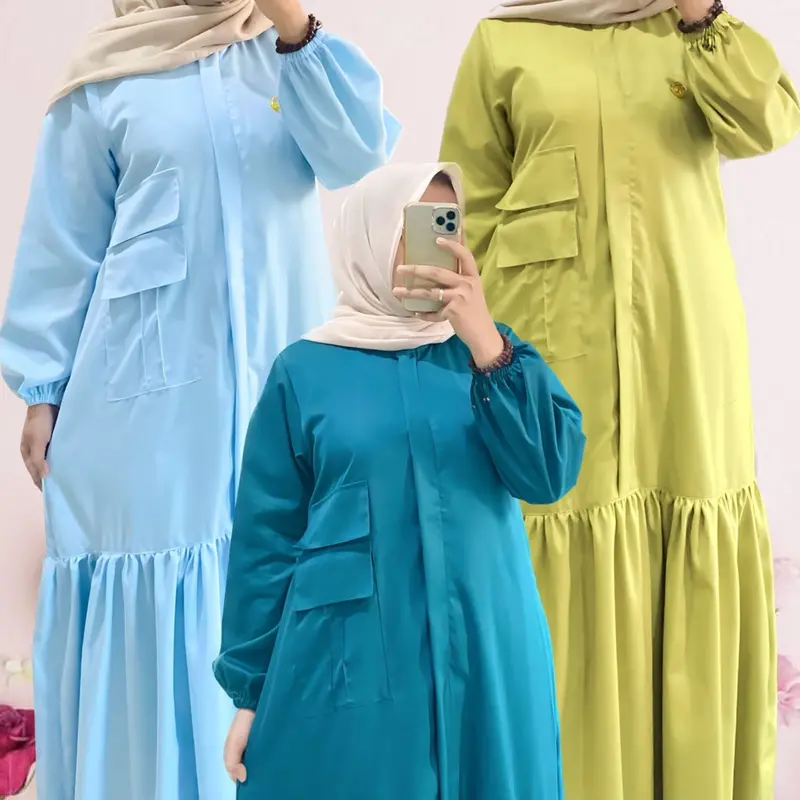 Mecca dress busui resleting full depan bawah mekar tangan karet 8