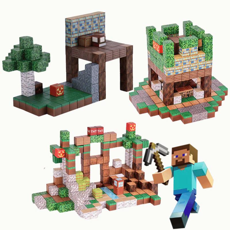 Bộ đồ chơi xếp gạch Khối Nam Châm Minecraft DIY khối xây dựng- đồ chơi giáo dục trẻ em 8